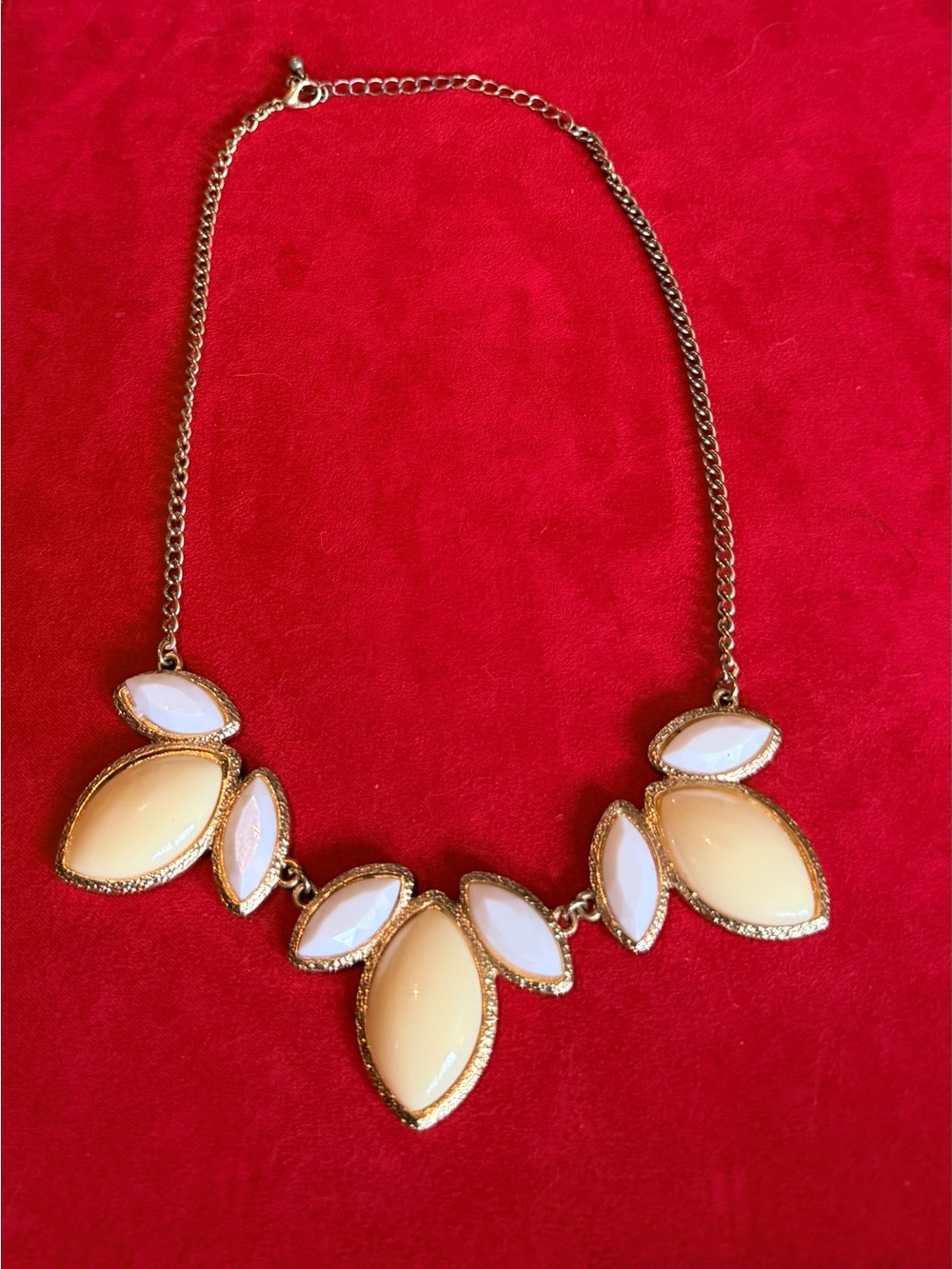 Gold-Trim Cream and White Statement Necklace
